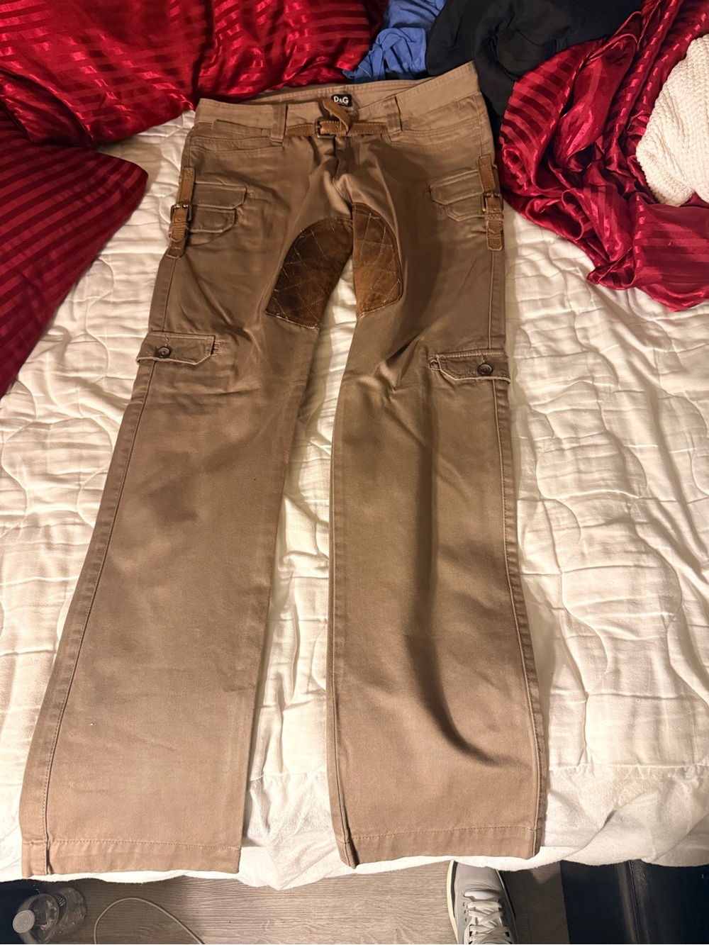 D&G Men's Tan Cargo Riding Trousers with Reinforced Knee Patch